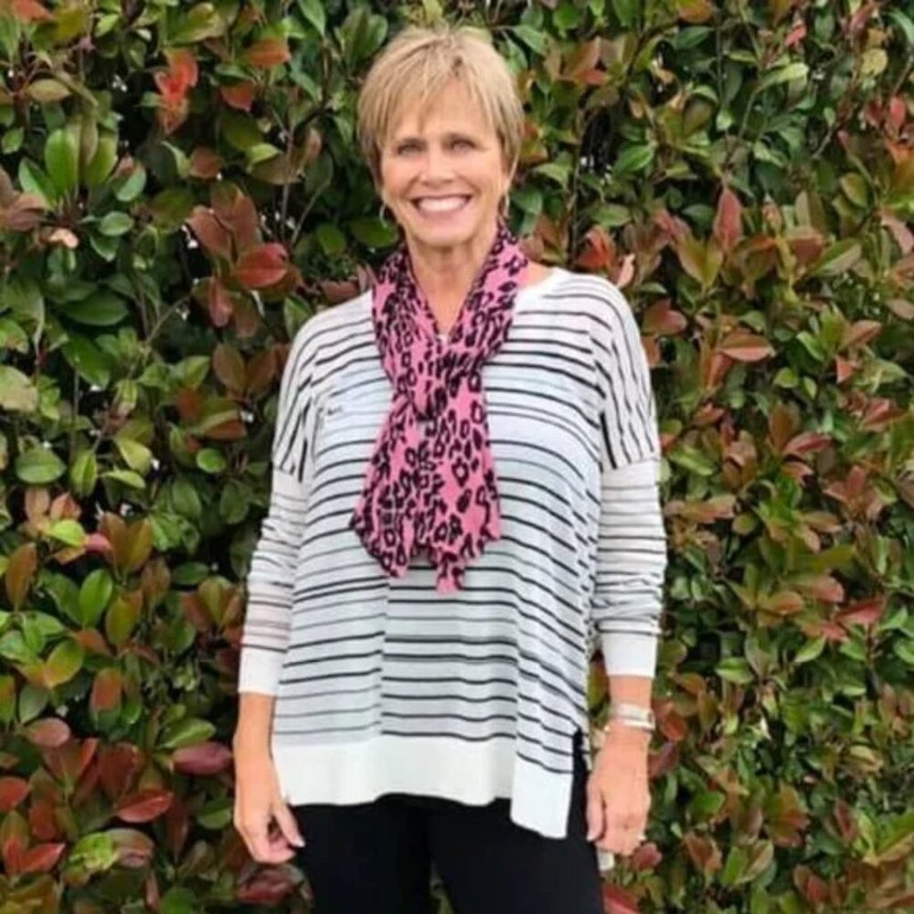 Cabi 5590 Captain Sweater White and Black Stripe Women's Size Small